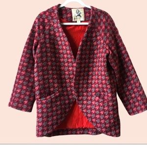 ModCloth Alice’s Pig Wool Houndstooth Plaid  Cape Peacoat Fall Dark Academia